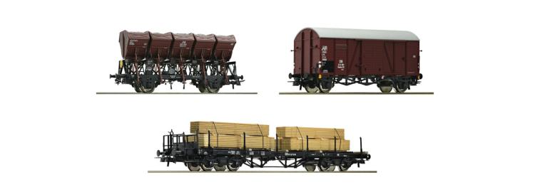 2 COFFRETS DE 3 WAGONS DE MARCHANDISES HOLLENTAL DB