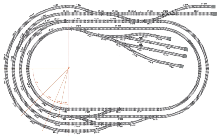 RAIL COURBE RAYON 505mm 45° CODE 100 SETRACK