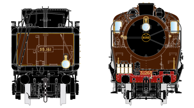 LOCOMOTIVE A VAPEUR SUPER PACIFIC 3.1265 + 35.161 CHEMIN DE FER DU NORD - DIGITAL - A RESERVER
