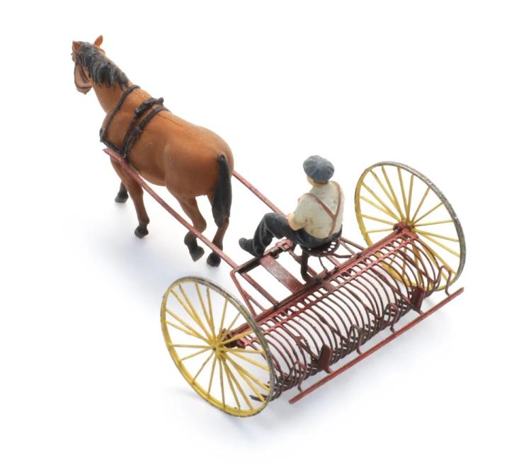 RATEAU A TIRE PAR UN CHEVAL AVEC FERMIER