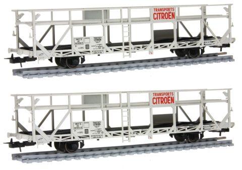 SET DE 2 WAGONS PORTES AUTOS TA52 CITROEN SNCF - ROULEMENTS REVUS
