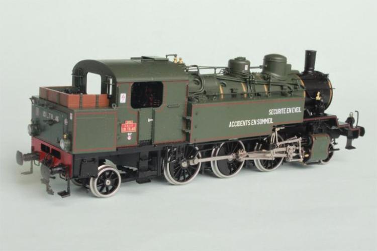 LOCOMOTIVE A VAPEUR 1-131 TB N°46 SNCF SEMAINE DE LA SECURITE, DEPOT LUMES, VERT/NOIR, ENV. 1955 - DIGITAL SOUND