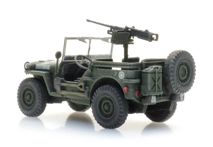 JEEP WILLYS ARMEE AMERICAINE POLICE MILITAIRE AVEC MITRAILLEUSE