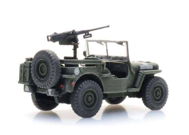 JEEP WILLYS ARMEE AMERICAINE POLICE MILITAIRE AVEC MITRAILLEUSE