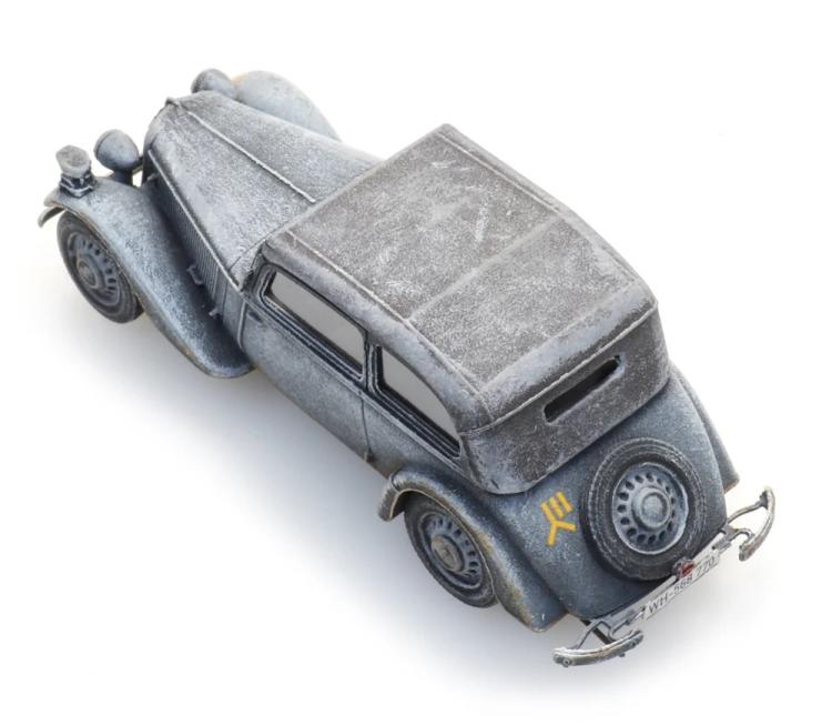 LIMOUSINE CABRIOLET OUVERT ADLER TRUMPF JUNIOR GRIS ARMEE CAMOUFLAGE HIVER