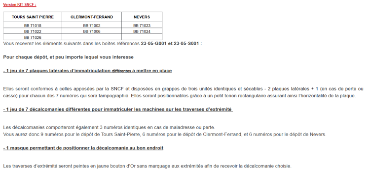 LOCOMOTIVE DIESEL BB 71000 PEDALO SNCF + KIT D'IMMATRICULATION TOURS SAINT PIERRE/ CLERMONT-FERRAND/ NEVERS - (A RESERVER)