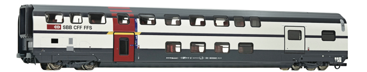 VOITURE VOYAGEURS A 2 NIVEAUX 1ERE CLASSE AVEC COMPARTIMENT A BAGAGES TYPE AD IC2000 CFF