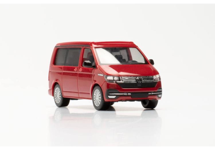 MINIBUS VW T6.1 CALIFORNIA AVEC TOIT OUVRANT ROUGE INTÉRIEUR NOIR