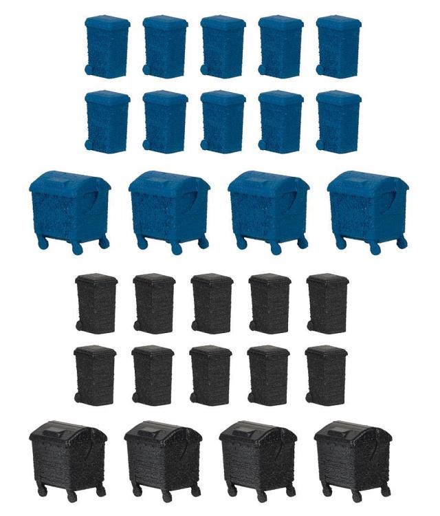 LOT DE CONTENEUR POUBELLES BLEUES ET NOIRES